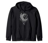 Wicca de bruja geométrica de luna creciente celestial Sudadera con Capucha