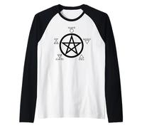 Wicca Pentagrama Mente sobre Materia Gótica Brujería Camiseta Manga Raglan
