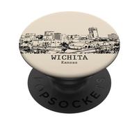 Wichita Kansas Vintage Horizonte Dibujo PopSockets PopGrip Adhesivo