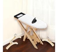 Wichtel Accesorios, plancha en miniatura con tabla de planchar y 3 perchas de madera en miniatura, accesorios para casa de muñecas, muebles para puerta de amigo invisible, decoración de casa de