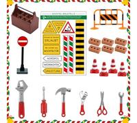 Wichtel Zubehör Baustelle, 20 Stück Miniatur Wichtel Baustelle Set Weihnachten Deko Wichtelzubehör für Wichteltür und 1/12 Puppenhaus, DIY Wichtel Baustelle Einzug Einzug Mini Werkzeugkasten mit