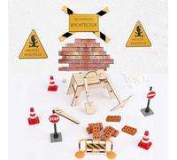 Wichtel Zubehör Baustelle, 21 Pcs Miniatur Wichtelzubehör Set für Wichteltür Baustelle Baustelle Weihnachten Deko, Wichtel Baustelle Einzug Set mit Absperrungsset,Pylonen, Werkzeug-Set