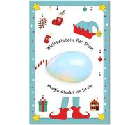 Wichtelstein regalo para niños, accesorio de duendes - Piedra mágica de la suerte (2-3 cm) con tarjeta y caja de regalo, regalo creativo de despedida del amigo invisible, regalo de amigo invisible