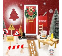 Wichteltür Komplettset mit Baustelle und Backset, Wichteltür Set Wichtel Zubehör Weihnachten, Wichtelhaus Weihnachtsdeko Fairürr für Kinder