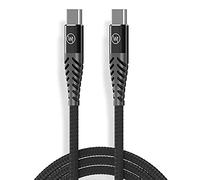 Wicked Chili 1X Cable USB-C a USB-C de Nylon Muy Resistente, Carga rápida (3A/20V/60W) Primera Calidad, con Conectores USB-C metálicos, Anti-torcedura, Negro/Trenzado/Flexible/Robusto / 100cm