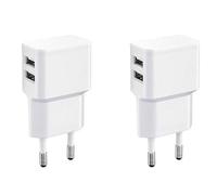 Wicked Chili Juego de 2 cargadores USB duales de 12 W/2400 mA Pro Series Universal para teléfono móvil, reloj, batería externa y altavoz Bluetooth, adaptador de red de 2 vías (enchufe de 90°)