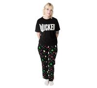 Wicked Conjunto de Pijama para Mujer | Camiseta de Manga Corta con gráfico del Logo Adultos y Pantalones de Pijama de Pernera Larga en Negro | Ropa de Dormir con Estampado
