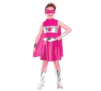 Wicked Costumes Disfraz de superhéroe rosa para niñas, talla M (5-7 años)