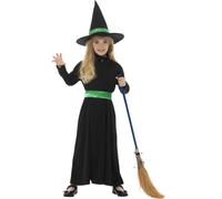 Wicked Disfraz de Bruja + Sombrero Brujas de Halloween Niña Disfraz Niños