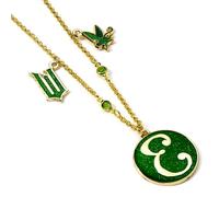 WICKED Elphaba - Collana con ciondolo a forma di icona "E", colore: verde e oro,