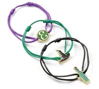 WICKED Elphaba - Juego de 3 pulseras de la amistad, color verde, dorado y morado, talla única, Aleación de zinc: 93% zinc, 3% cobre y 4% aluminio, No es una piedra preciosa