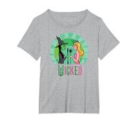 Wicked Glinda & Elphaba Sketched Camiseta, Mujer Tallas Grandes, Gris Jaspeado, 4XL Grande