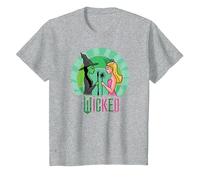 Wicked Glinda & Elphaba Sketched Camiseta, Niños, Gris Jaspeado, 10 años