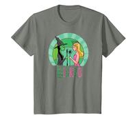 Wicked Glinda & Elphaba Sketched Camiseta, Niños, Verde Militar Jaspeado, 4 años