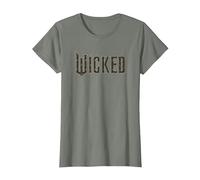 Wicked Movie Floral Logo Camiseta, Mujer, Verde Militar Jaspeado, XS