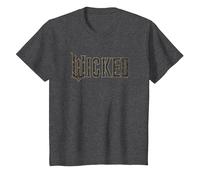 Wicked Movie Floral Logo Camiseta, Niños, Jaspeado Oscuro, 4 años