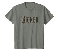 Wicked Movie Floral Logo Camiseta, Niños, Verde Militar Jaspeado, 6 años