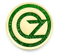 Wicked Pin verde esmeralda con logotipo de Oz – Zinc – Talla única – No es una piedra preciosa