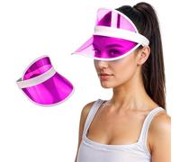 WickedFun® Gorra unisex retro de los años 80 con visera de neón para golf, tenis, despedida de soltero, póquer, rosa, Talla única