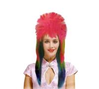WickedFun® Peluca de fiesta de arco iris para mujer, larga, ondulada, para festival de orgullo, multicolor