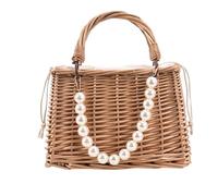 Wicker Bag - Stylish Tote Easy Access, Woven Beach Bag Summer Handbag, Lightweight Straw Tote for Women Daily Use | Fashion Wicker Bags for Dating Conmuting College Vacation | Portable Beach Bags