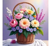 Wicker Basket Flower Jigsaw Puzzle 150 Pieces 65x65cm/26x26inch, Difficult Jigsaw Puzzles for Adults 150, Beautiful Art Work, Great Festive Puzzle Gift for Men/Women
