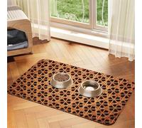 Wicker Woven Grid Printed,Waterproof Pet Feeding Mat,PU Leather Placemats for Cat Dog Water Bowl,Food Mats,30x45cm