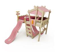 Wickey Cama alta Crazy Snuggy con tobogán rosa pastel y lona rosa pastel