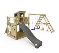 Wickey - Juego de surf inteligente de jardín, columpio y tobogán, estructura de exterior para niños con arenero, escalera y accesorios de juego (antracita)