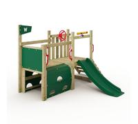 Wickey My First Fort 2 - Torre de juegos para niños (madera, madera maciza impregnada, con tobogán verde y lona verde)