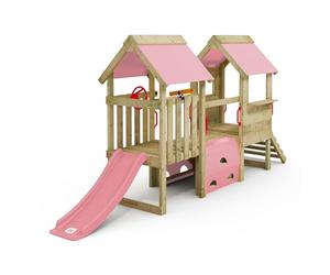 Wickey My First Playground 2 - Zona de juegos infantil, estructura de escalada, juego de jardín para niños de madera maciza impregnada con tobogán y lona (rosa pastel/rosa pastel)
