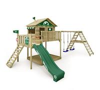 WICKEY Parque Infantil para trepar Smart Ocean con Columpio y tobogán Verde, Torre de Escalada para niños de Exterior con arenero, Escalera y Accesorios de Juego para el jardín