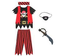 Wiclin Kids Pirate Outfit 5pcs Disfraz De Pirata Para Niños Juego De Rol Vestuario Infantil 5-6 Años