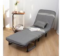 wicoanox Silla cama plegable, sofá cama 3 en 1, funda con cierre de cremallera, sillón cama, sofá cama convertible con respaldo ajustable, silla plegable para piso, dormitorio, oficina, gris, 65 cm,