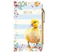 Widdle Gifts 2026 Slimline Week To View Diary and Pen - Watercolour Chick, suitable for Home, Bag, Office or School 8134