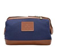 Widdop and Co. Bolsa de Aseo de Lona y Piel sintética con diseño de Flechas Rojas de la Royal Air Force - Producto Oficial de la RAF Azul Marino y marrón. Accesorio de Estilo de Vida para los