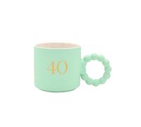 Widdop and Co Celebrations - Taza de café de cerámica verde menta con interior dorado "101.6 cm, interior de confeti y mango festoneado, regalo de recuerdo para mujeres, hombres, amigos