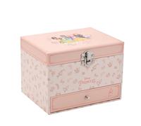 Widdop and Co Disney Princess - Joyero musical de princesas pastel, 15,5 x 11,5 x 11,5 cm, con espejo, cajón extraíble, diseño de castillo
