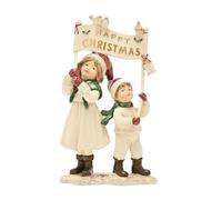Widdop and Co Figura victoriana de niña y niño ''Merry Christmas'', Decoracion Navidad