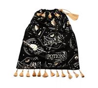 Widdop and Co Harry Potter Alumni Spells Sack, negro con letras doradas, tela, cierre de cordón, borlas decorativas, almacenamiento