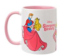 Widdop and Co. - Taza Aurora de la Bella Durmiente de Disney - Taza de cerámica esmaltada rosa/blanca con iconos y villanos - Producto oficial de Disney (325 ml).