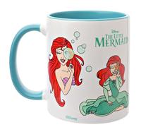 Widdop and Co. - Taza de Disney La Sirenita Ariel, taza de cerámica esmaltada con iconos y villanos de té y café azul/blanco, producto oficial de Disney (325 ml).