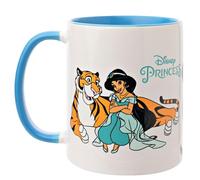 Widdop and Co. - Taza de Disney Princess Jasmine - Taza de cerámica esmaltada con iconos y villanos de té y café azul/blanco, producto oficial de Disney (325 ml).