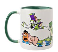 Widdop and Co. - Taza de Disney Toy Story - Taza de cerámica esmaltada con iconos y villanos de té y café verde/blanco - Producto oficial de Disney Merchendise (325 ml).
