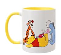 Widdop and Co. - Taza de Disney Winnie The Pooh & Friends - Taza de cerámica esmaltada amarilla/blanca con iconos y villanos Tigger, Piglet & Eeyore - Producto oficial de Disney Merchendise (325 ml).
