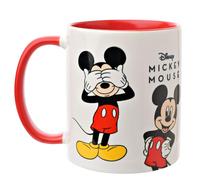 Widdop and Co. - Taza de Mickey Mouse de Disney - Té rojo/blanco, taza de cerámica esmaltada para café - Producto oficial de Disney (325 ml).