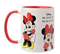 Widdop and Co. - Taza Disney Minnie - Taza de cerámica esmaltada con iconos y villanos de té y café rojo/blanco - Producto oficial de Disney Merchendise (325 ml).