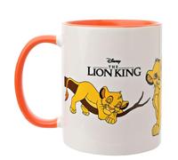 Widdop and Co. - Taza Simba de Disney The Lion King - Taza de cerámica esmaltada naranja/blanca con iconos y villanos Simba, Sarafina y Zazu - Producto oficial de Disney (325 ml).
