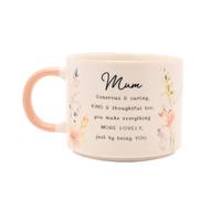 Widdop and Co The Cottage Garden - Taza de cerámica con diseño floral, sentimiento de mamá, mango de melocotón, capacidad de 325 ml, acabado brillante