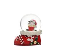 Widdop - Bola de nieve navideña con diseño de bota festiva, figura de Papá Noel en el interior de globo de cristal con efecto de nieve, decoración tradicional de invierno para chimenea, estante o mesa